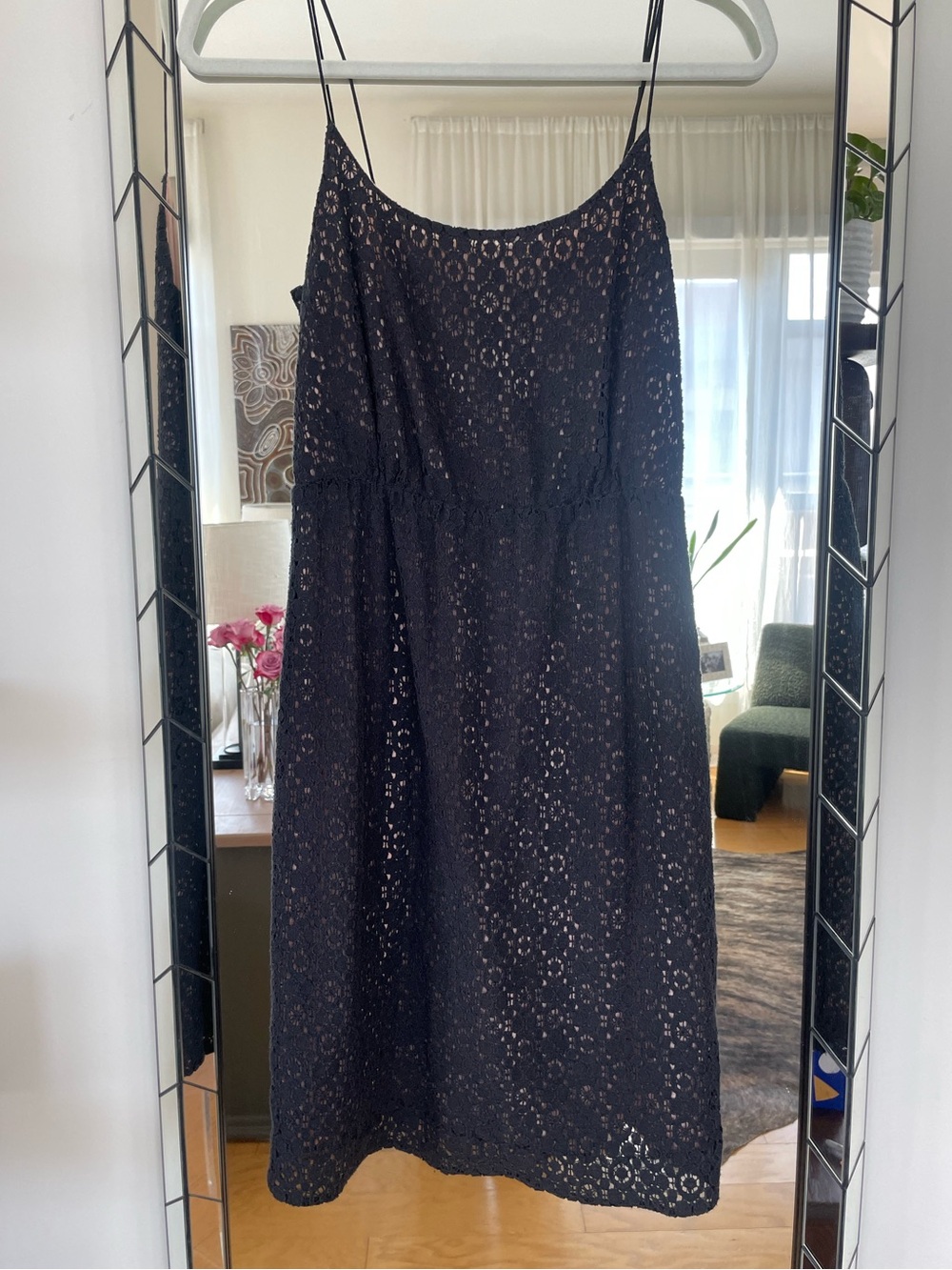 J. Crew Black Lace Spaghetti Strap Dress S / 2